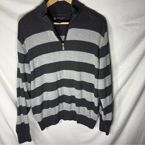 Oxford Gray and Black Zip Up Sweater‎